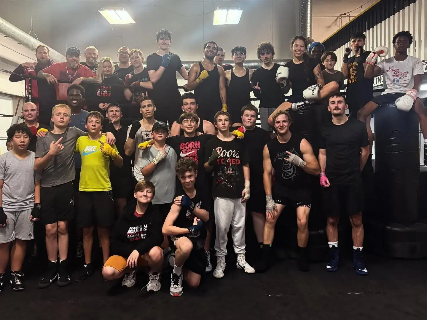 Marshall Boxing members gathered together in the gym