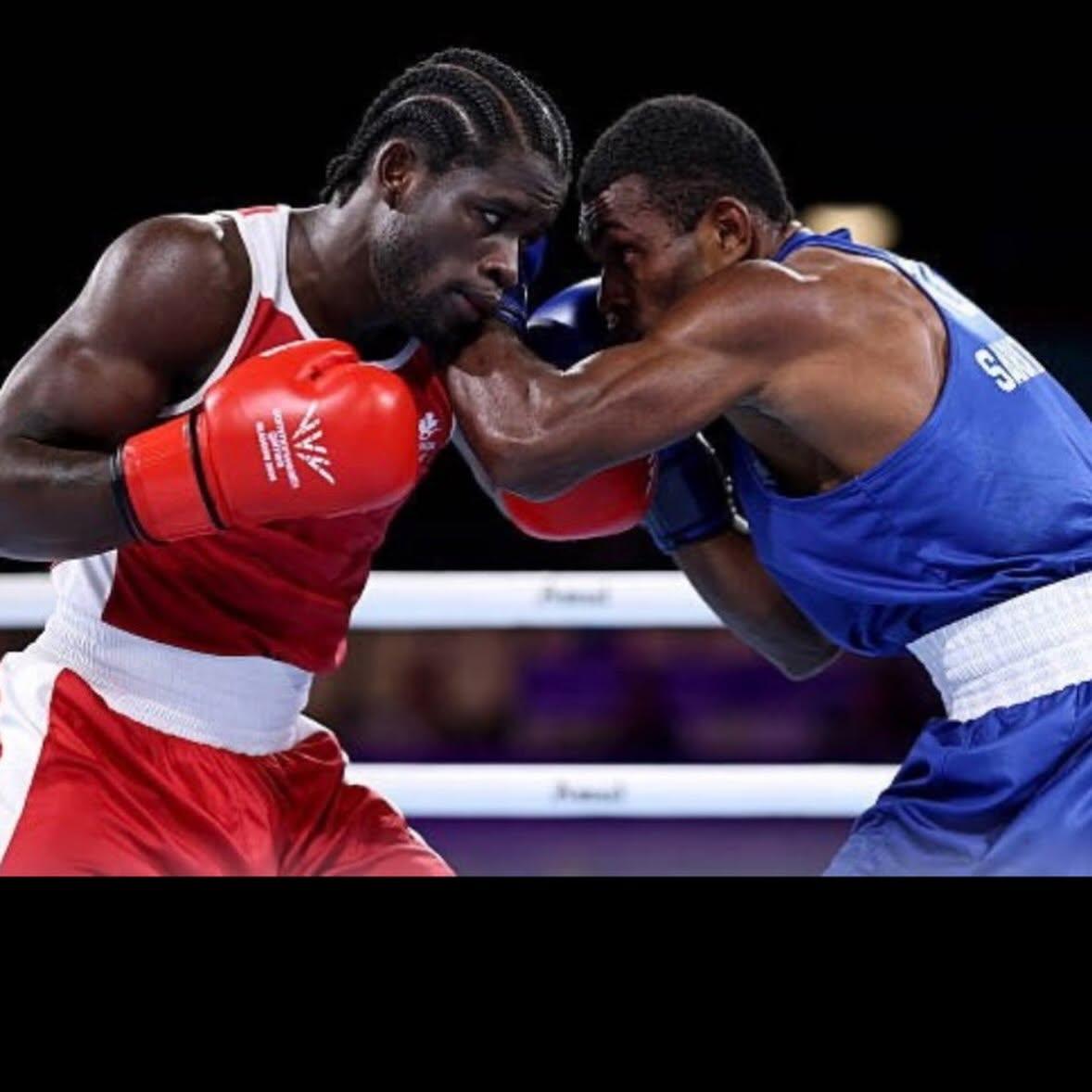 Two boxers competing at close range